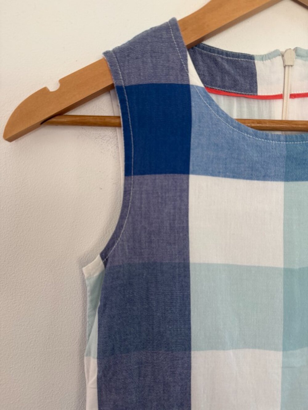 Boden Johnnie b Blue Plaid Check Cotton Dress Girls 7-8 Preppy Classic Coastal - Picture 5 of 11